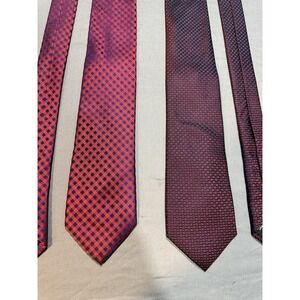 Michael Kors Lot Of 2 Silk Ties Red/Blue Metallic‎